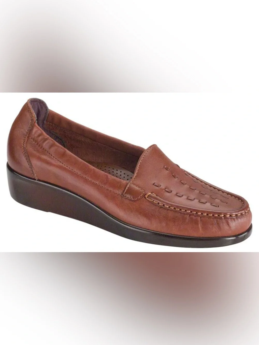 Like New! SAS Weave Slip On Brown Leather Loafer Size 8.5
